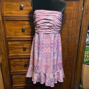 Vibrant Strapless Paisley Dress